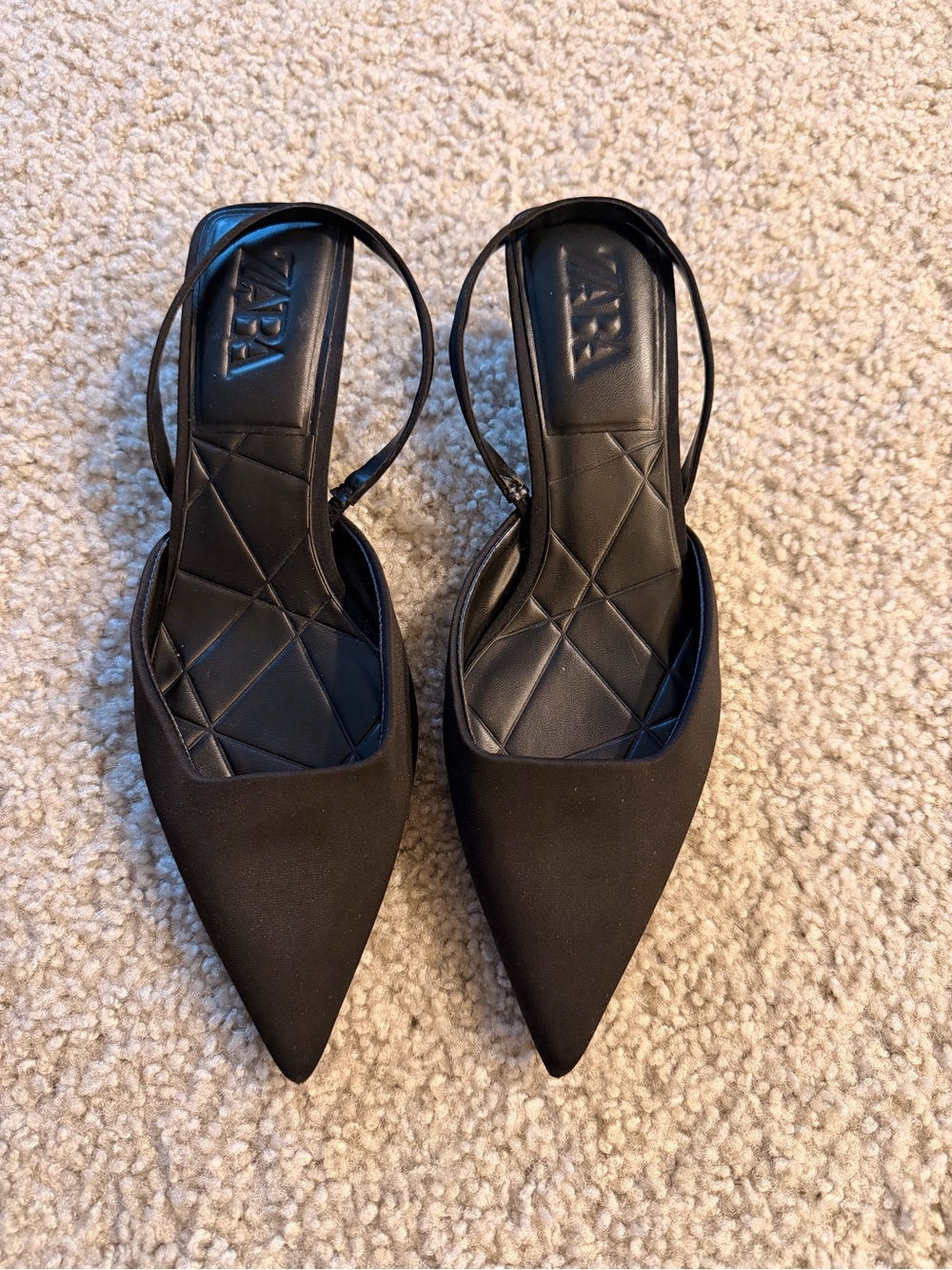 Zara Black Pointed Slingback Pumps